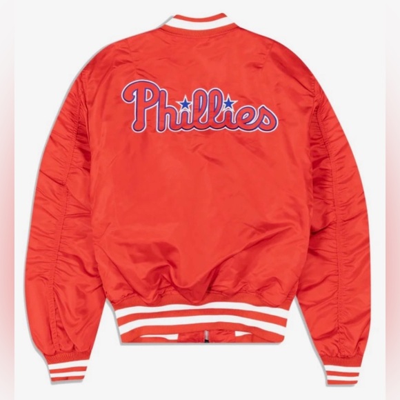 Alpha Industries X Philadelphia Phillies MA-1 Bomber Jacket Red Deadstock NWT - Picture 3 of 7